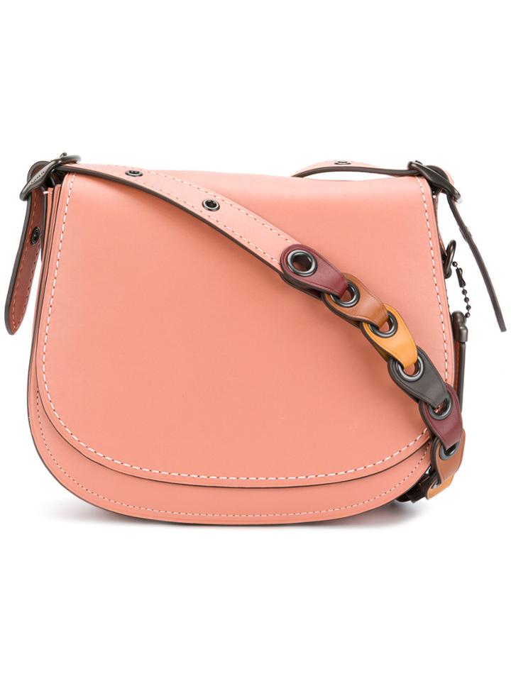 Coach Linked Strap Saddle Bag - Pink & Purple