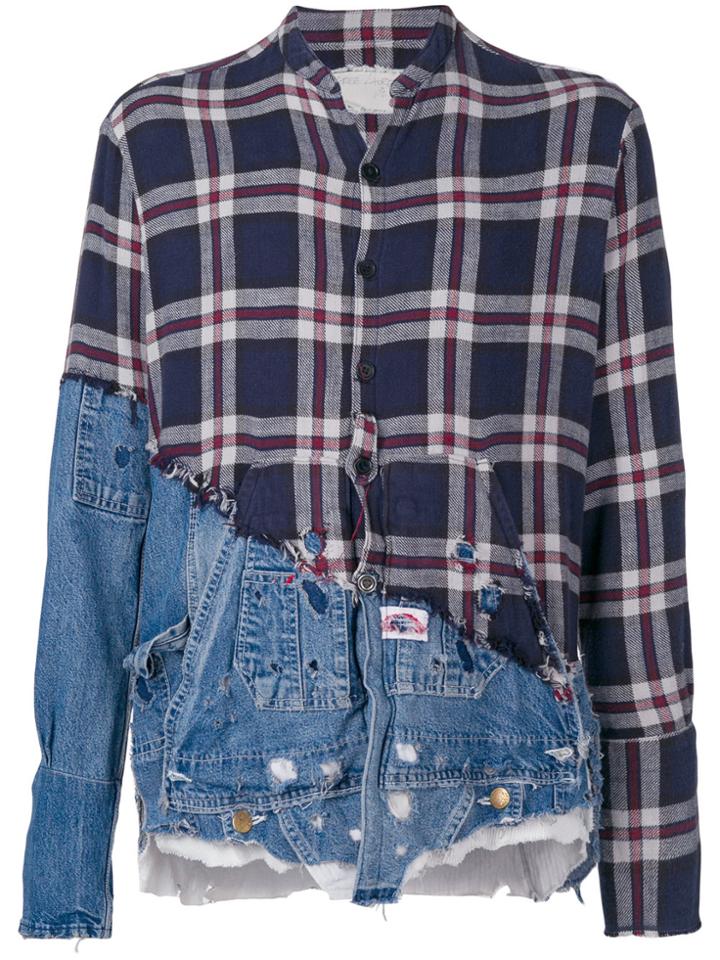 Greg Lauren Double Design Distressed Shirt - Multicolour