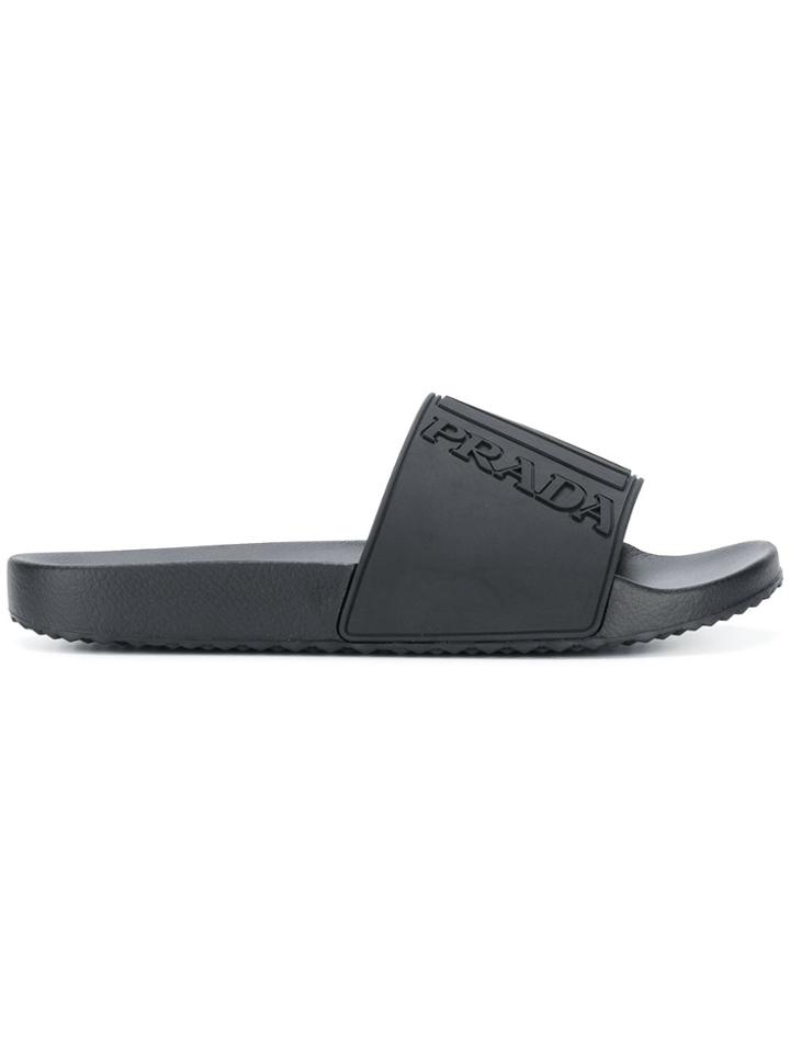 Prada Graphic Logo Pool Slides - Black