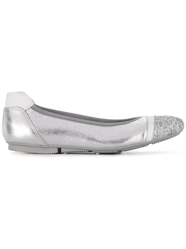 Hogan Embellished Ballerinas - Silver