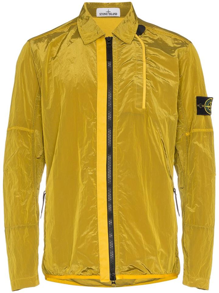 Stone Island Nylon Logo Long Sleeve Shirt Jacket - Yellow & Orange