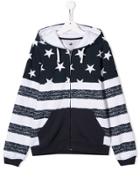 Macchia J Star Spangled Printed Hoodiea - Blue