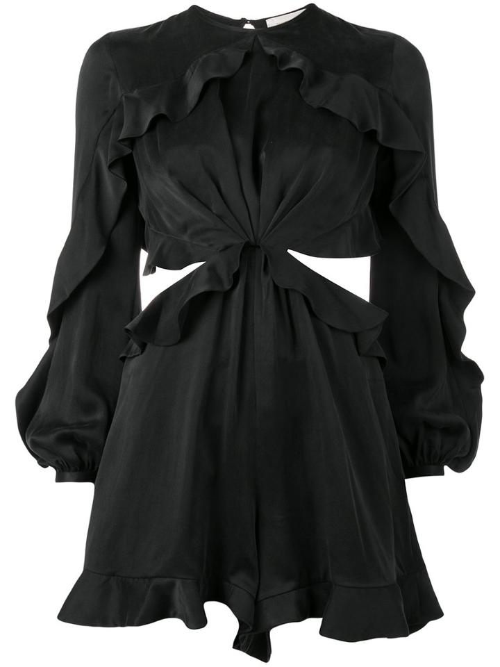 Zimmermann Winsome Flutter Playsuit, Women's, Size: 1, Black, Silk