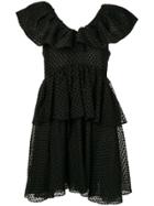 Ganni Polka Dot Ruffle Dress - Black
