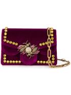 Gucci Bee Velvet Shoulder Bag - Pink & Purple