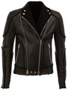 Balmain Biker Jacket, Men's, Size: 48, Black, Sheep Skin/shearling