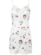 Dondup Floral Print Slip Dress, Women's, Size: 40, White, Silk/cotton/polyamide/spandex/elastane