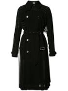 Comme Des Garçons Noir Kei Ninomiya Studded Detail Double-breasted Coat, Women's, Size: Small, Black, Artificial Leather/polyester