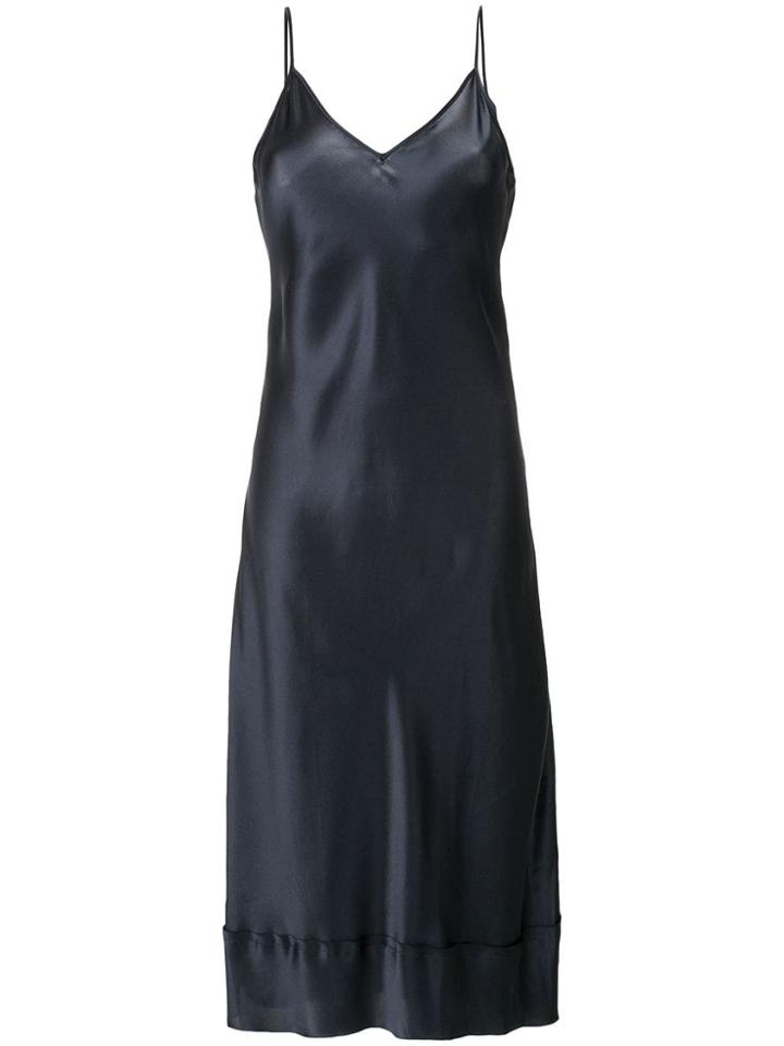 Lee Mathews Rose Satin V-neck Dress - Blue