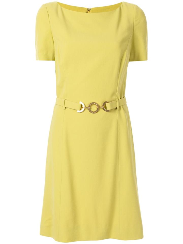 Céline Pre-owned Belted Logo Plaque Dress - Green