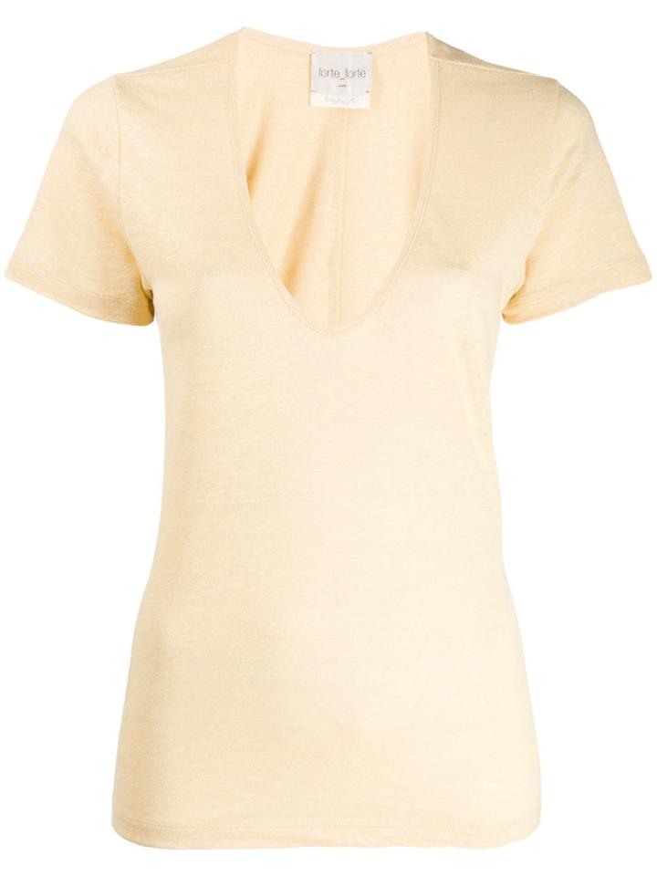 Forte Forte Deep V-neck T-shirt - Neutrals