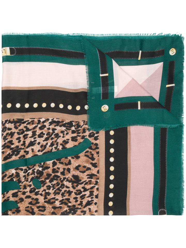 Liu Jo Frayed Hem Printed Scarf - Green
