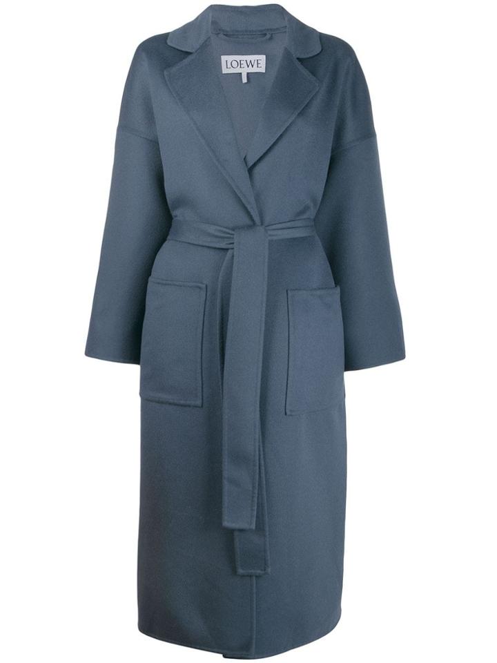 Loewe Belted Wrap Coat - Blue