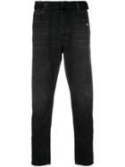 Off-white Belted Straight Leg Jeans - Black