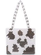 Susan Alexandra Cow Pattern Beaded Tote - White