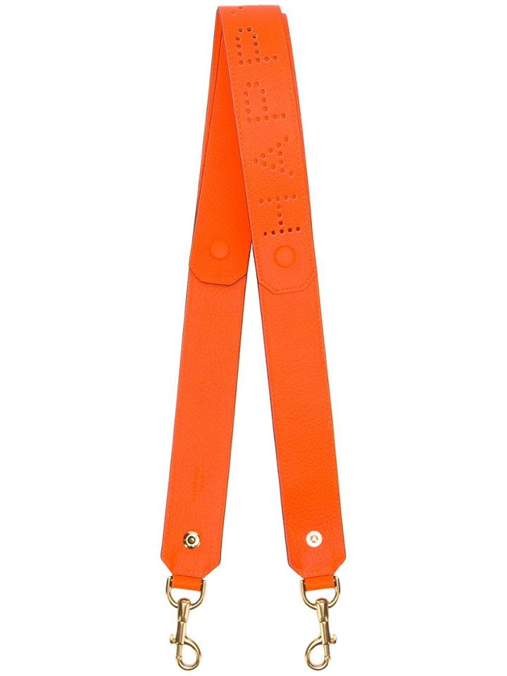 Anya Hindmarch Shoulder Strap Happy In Neon Orange Tumbled Calf