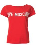 Love Moschino Logo Print T-shirt, Women's, Size: 42, Red, Cotton