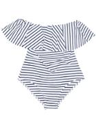 Mc2 Saint Barth Kids Teen Striped Swimsuit - Blue