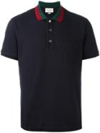 Gucci Striped Collar Polo Shirt, Men's, Size: Medium, Blue, Cotton/spandex/elastane