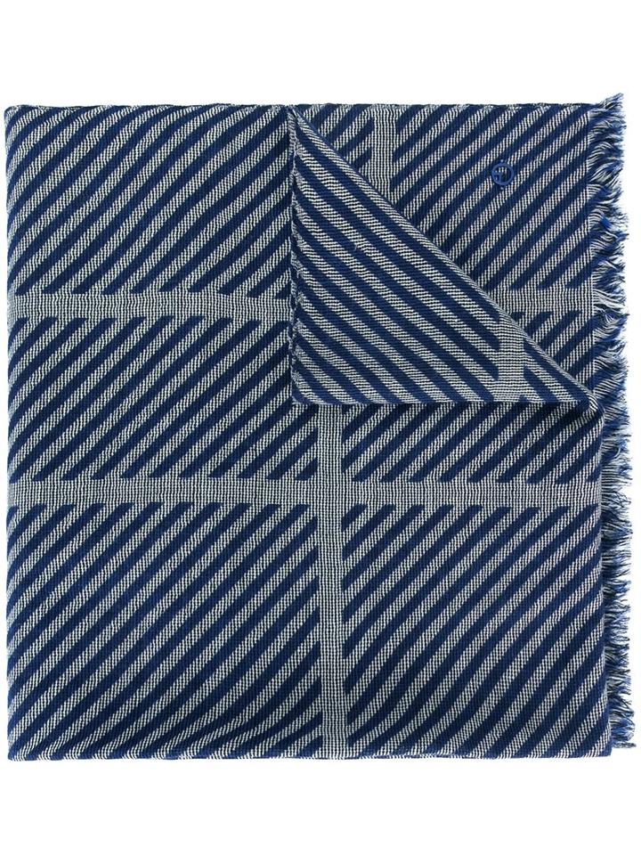 Armani Collezioni Woven Stripe Scarf, Men's, Blue, Wool