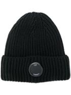 Cp Company Ribbed Beanie Hat - Black