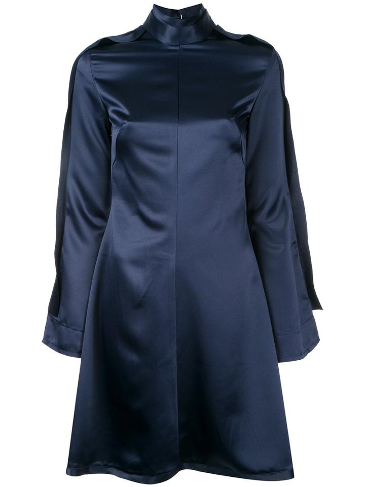 Tatuna Nikolaishvili High Neck Dress, Women's, Size: Medium, Blue, Silk