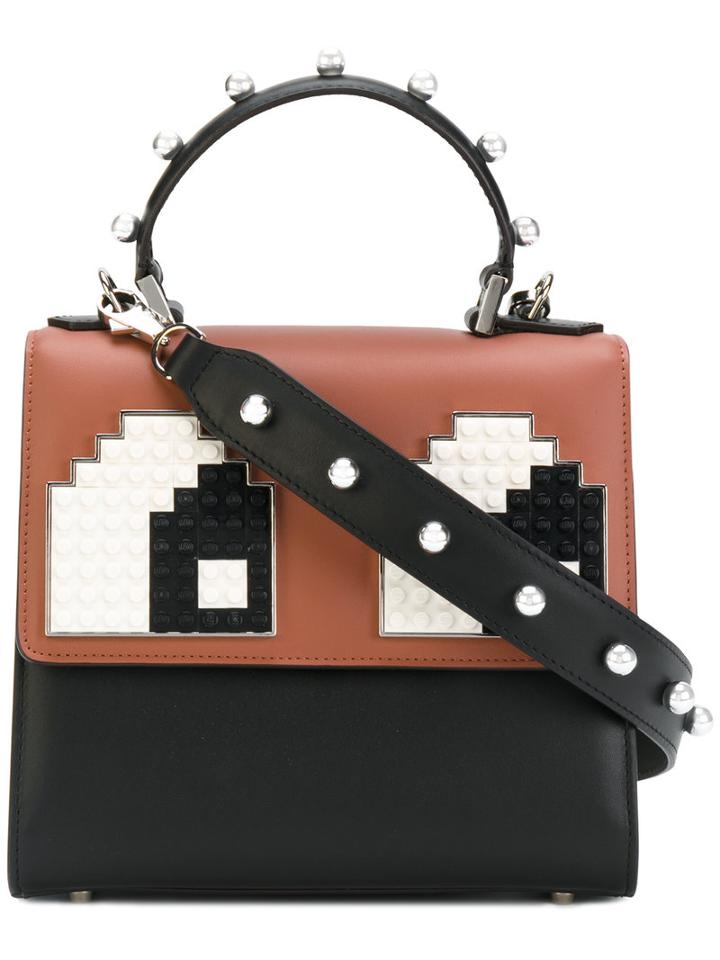 Les Petits Joueurs - Pixel Eyes Patched Tote - Women - Leather - One Size, Black, Leather