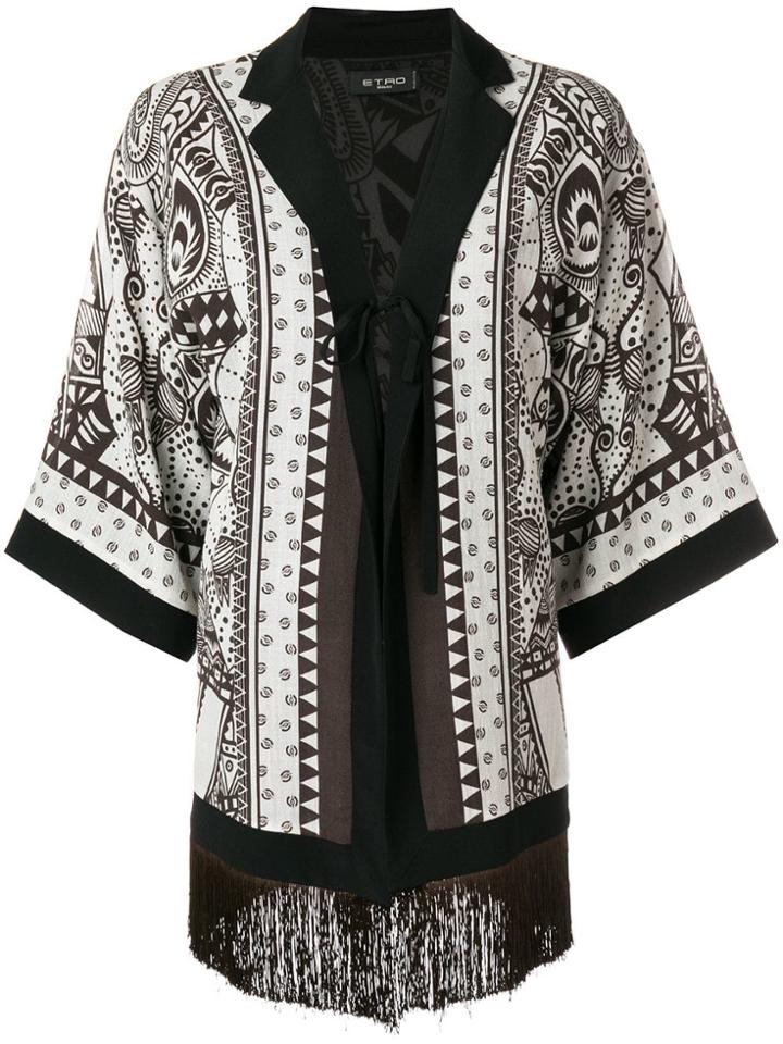 Etro Embroidered Fringed Cape - Brown