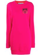Moschino Logo Patch Sweatshirt Dress - Pink
