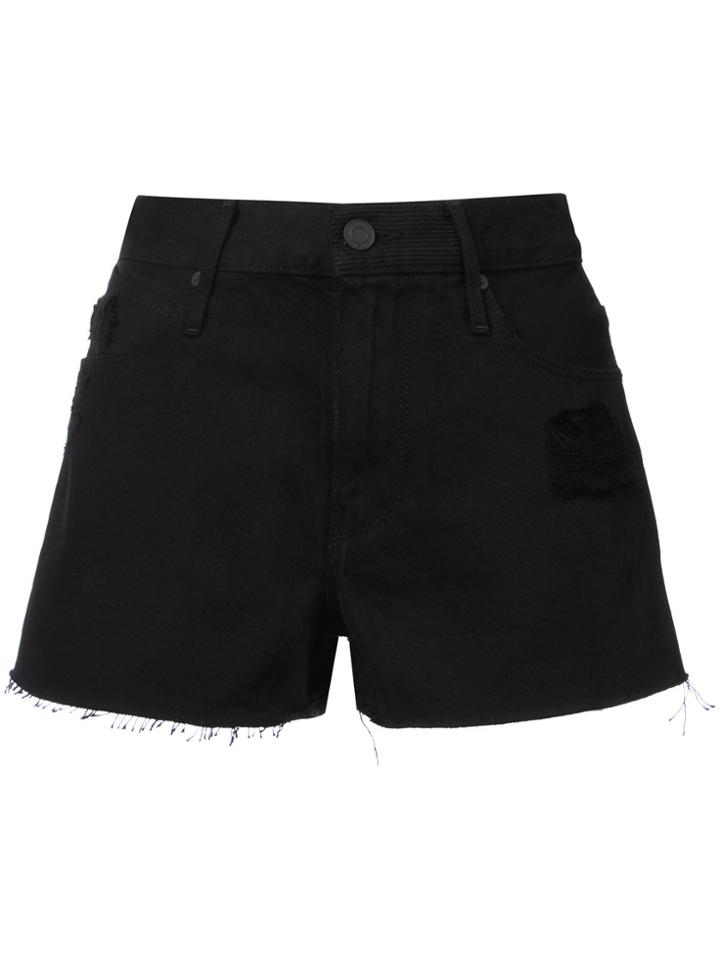 Rta Raw Hem Denim Shorts - Black