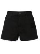 Rta Raw Hem Denim Shorts - Black