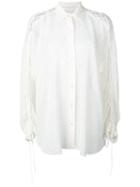 Iro - Drawstring Sleeve Shirt - Women - Polyester - 36, Nude/neutrals, Polyester