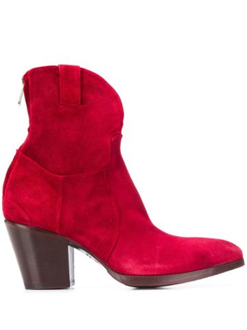 Rocco P. Chunky Heel Boots - Red