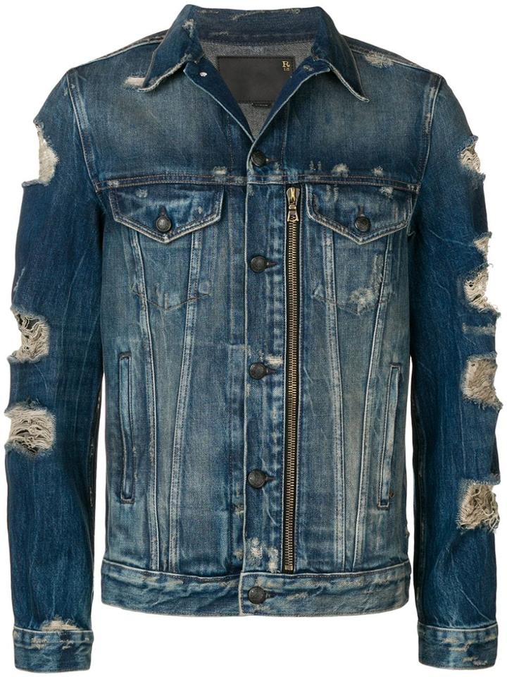 R13 Ripped Details Denim Jacket - Blue