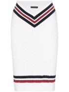 Y / Project High-waisted Contrast Stripe Knitted Midi Skirt - White
