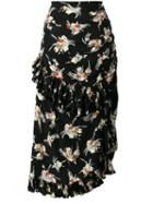 Marni Floral Print Asymmetric Skirt, Women's, Size: 42, Black, Silk