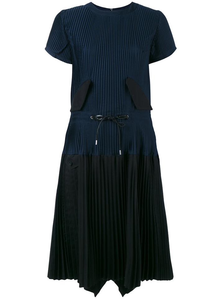 Sacai - Plissé Pleat Dress - Women - Cotton/polyester/cupro - 2, Blue, Cotton/polyester/cupro
