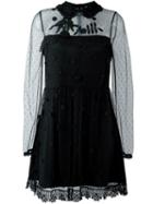 Red Valentino Sheer Layer Dress, Women's, Size: 44, Black, Silk/cotton/polyester