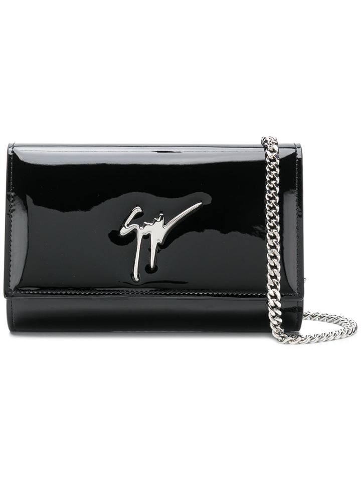 Giuseppe Zanotti Design Logo Plaque Clutch - Black