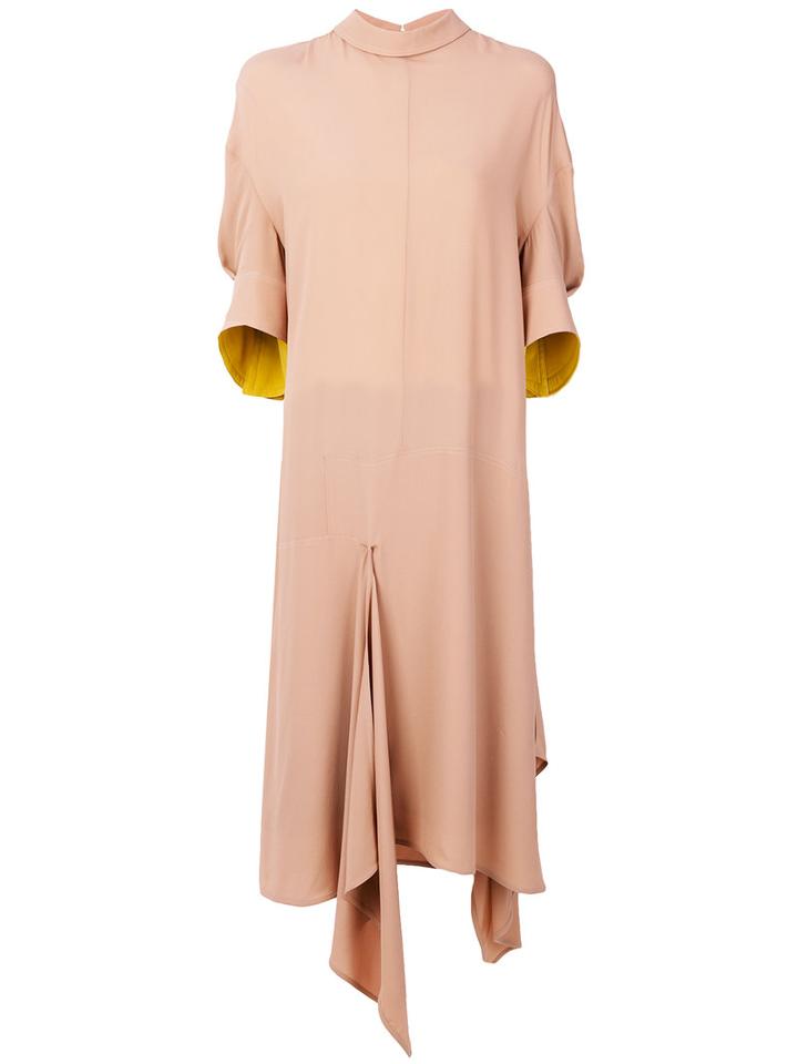 Marni - Draped Hem Dress - Women - Silk/acetate - 42, Pink/purple, Silk/acetate