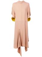 Marni - Draped Hem Dress - Women - Silk/acetate - 42, Pink/purple, Silk/acetate