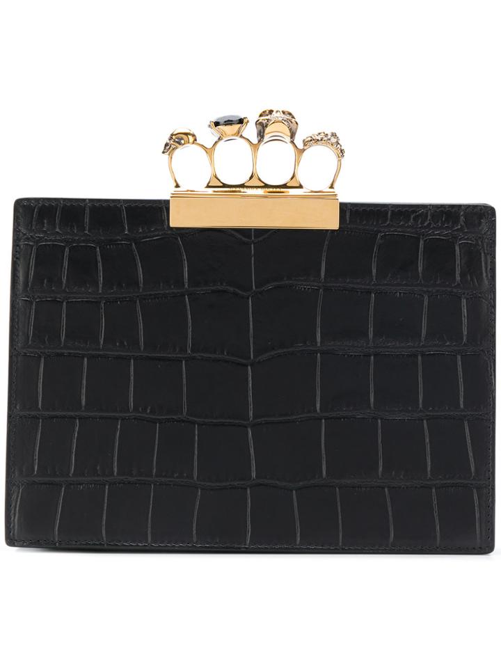 Alexander Mcqueen Four Ring Flat Clutch - Black