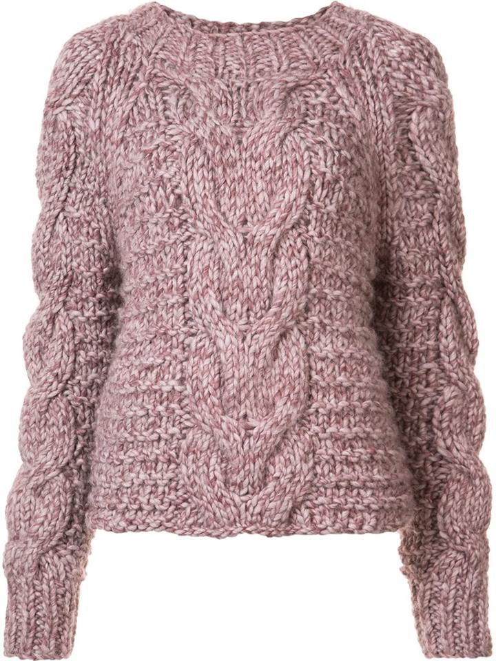 Ulla Johnson 'francisca' Cable Handknit Pullover, Women's, Size: Small, Pink/purple, Acrylic/alpaca