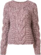 Ulla Johnson 'francisca' Cable Handknit Pullover, Women's, Size: Small, Pink/purple, Acrylic/alpaca