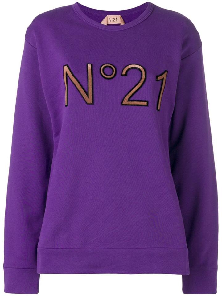 No21 Sewn Logo Sweatshirt - Pink & Purple