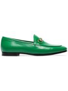 Gucci Green Jordaan Leather Loafers