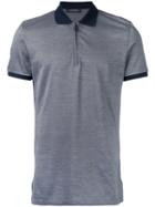 Ermenegildo Zegna Zip-up Polo Shirt, Men's, Size: 52, Blue, Silk/cotton