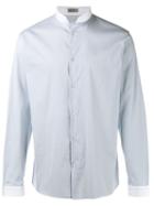 Dior Homme Angular Collar Striped Shirt, Men's, Size: 43, Blue, Cotton/polyamide/spandex/elastane