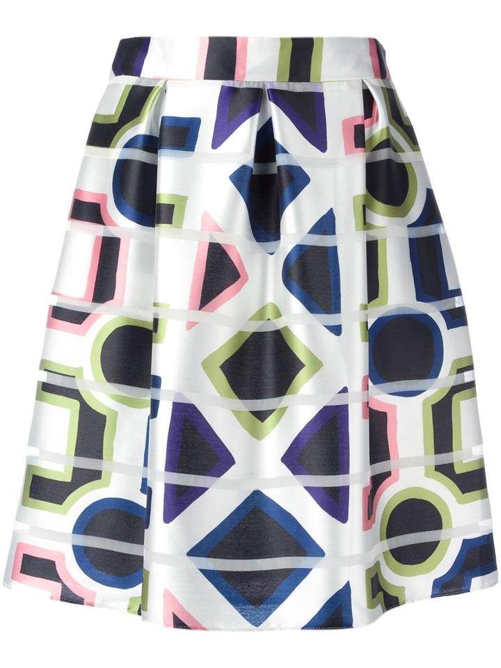 Emporio Armani Jacquard Full Skirt, Women's, Size: 42, White, Silk/polyester
