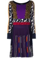Etro Multi Print Pleated Dress, Women's, Size: 46, Black, Silk/cotton/viscose/wool